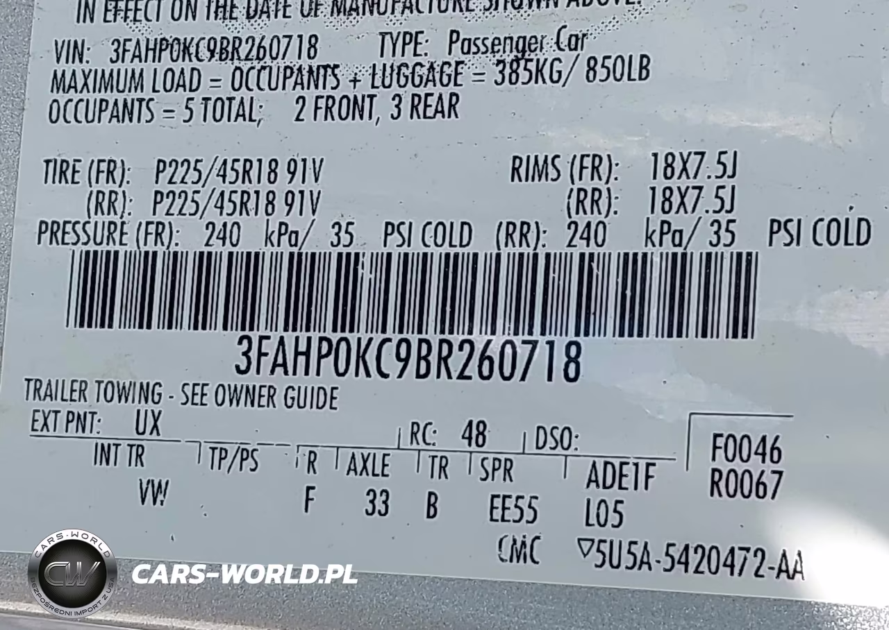2011 Ford Fusion Sport VIN:3FAHP0KC9BR260718 - 9