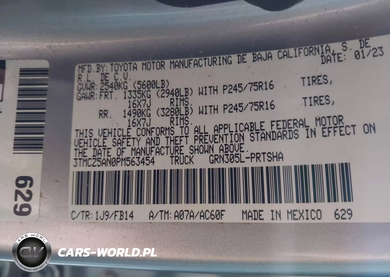 2023 Toyota Tacoma Sr V6 VIN:3TMCZ5AN0PM563454 - 9