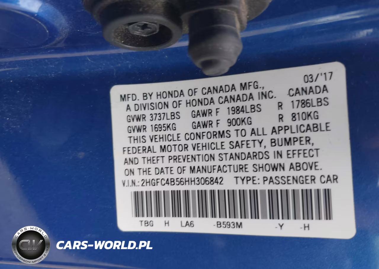 2017 Honda Civic Lx VIN:2HGFC4B56HH306842 - 9