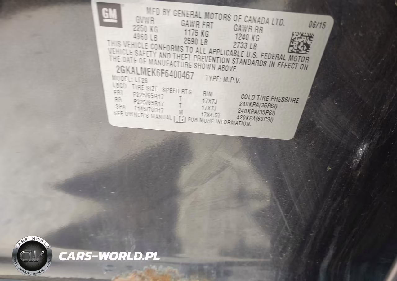 2015 GMC Terrain Sle-1 VIN:2GKALMEK6F6400467 - 9