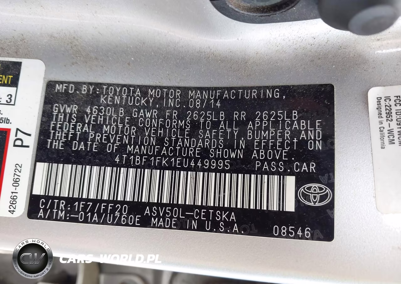 2014 Toyota Camry Se VIN:4T1BF1FK1EU449995 - 9