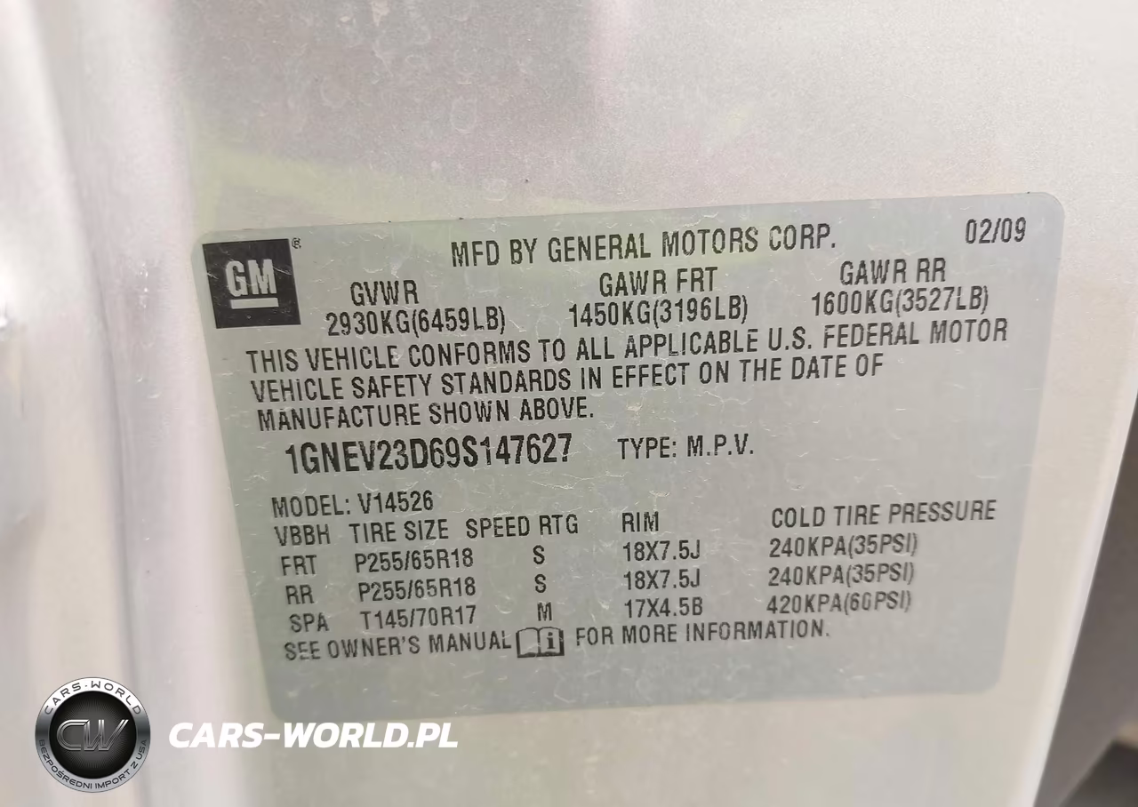 2009 Chevrolet Traverse Lt VIN:1GNEV23D69S147627 - 9