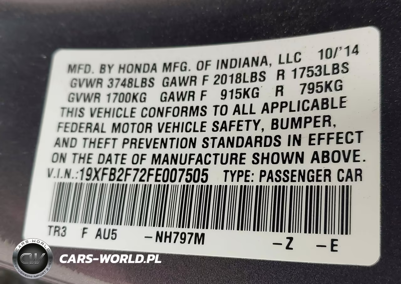 2015 Honda Civic Se VIN:19XFB2F72FE007505 - 9