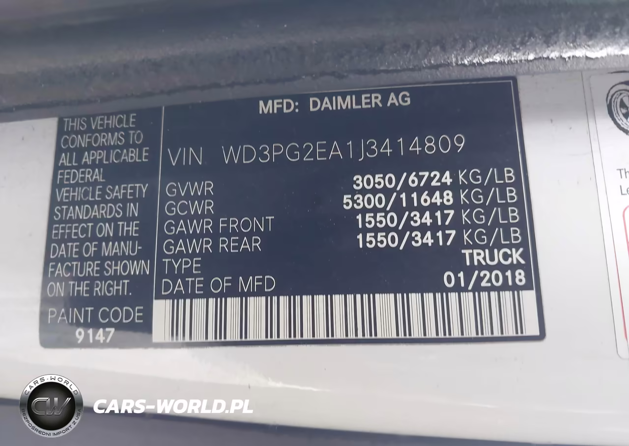 2018 Mercedes-Benz Metris VIN:WD3PG2EA1J3414809 - 9