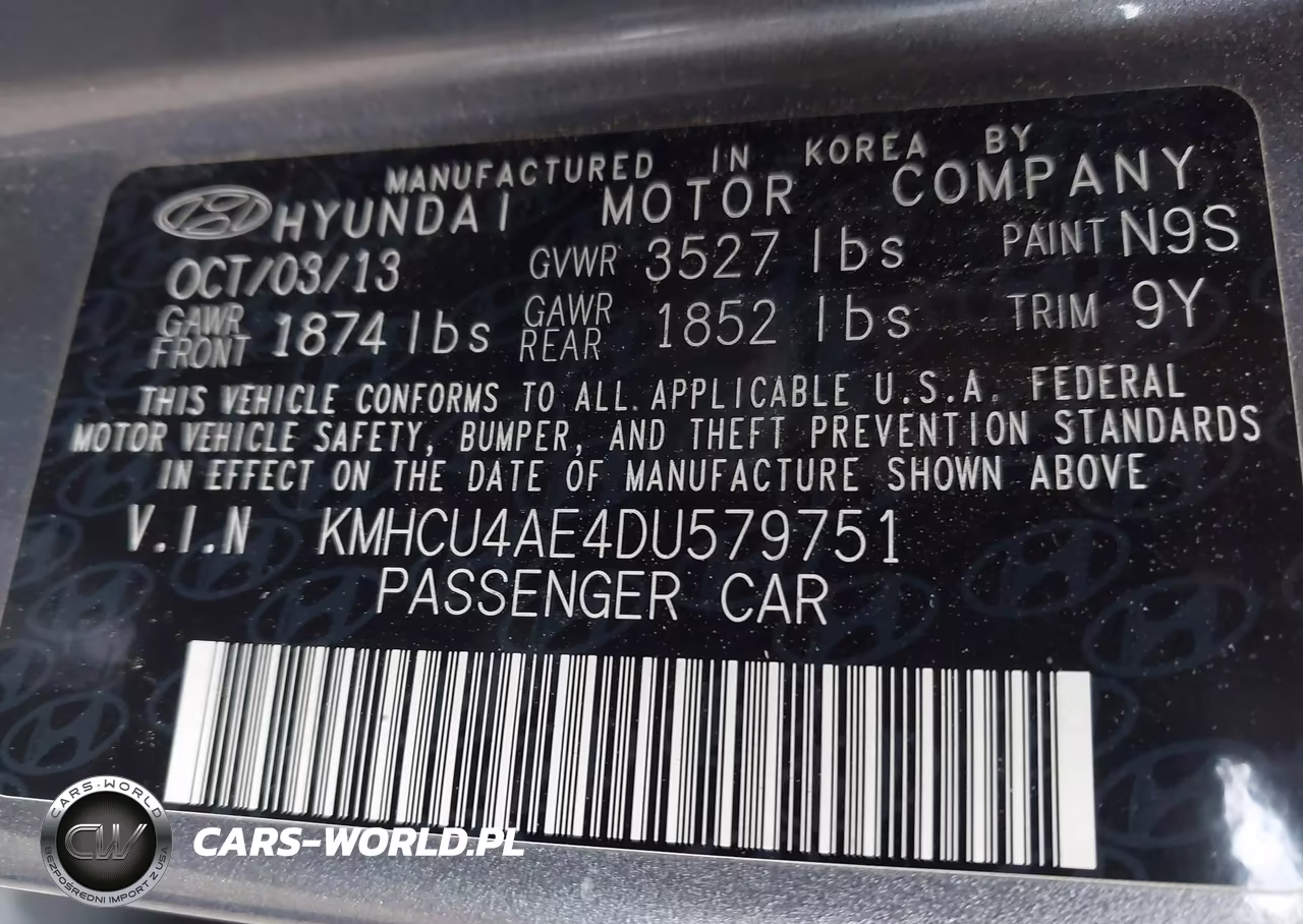2013 Hyundai Accent Gls VIN:KMHCU4AE4DU579751 - 9