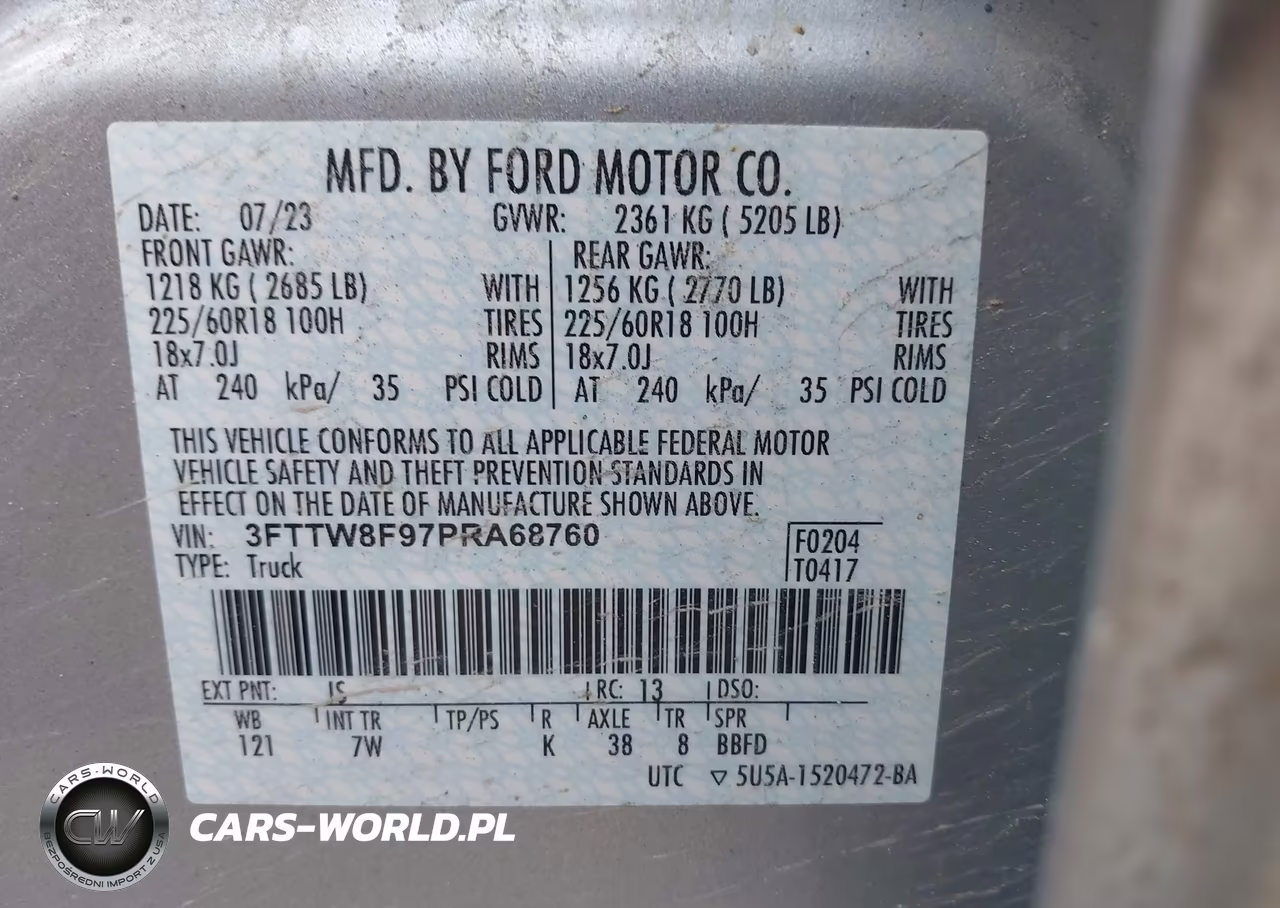 2023 Ford Maverick Xlt VIN:3FTTW8F97PRA68760 - 9