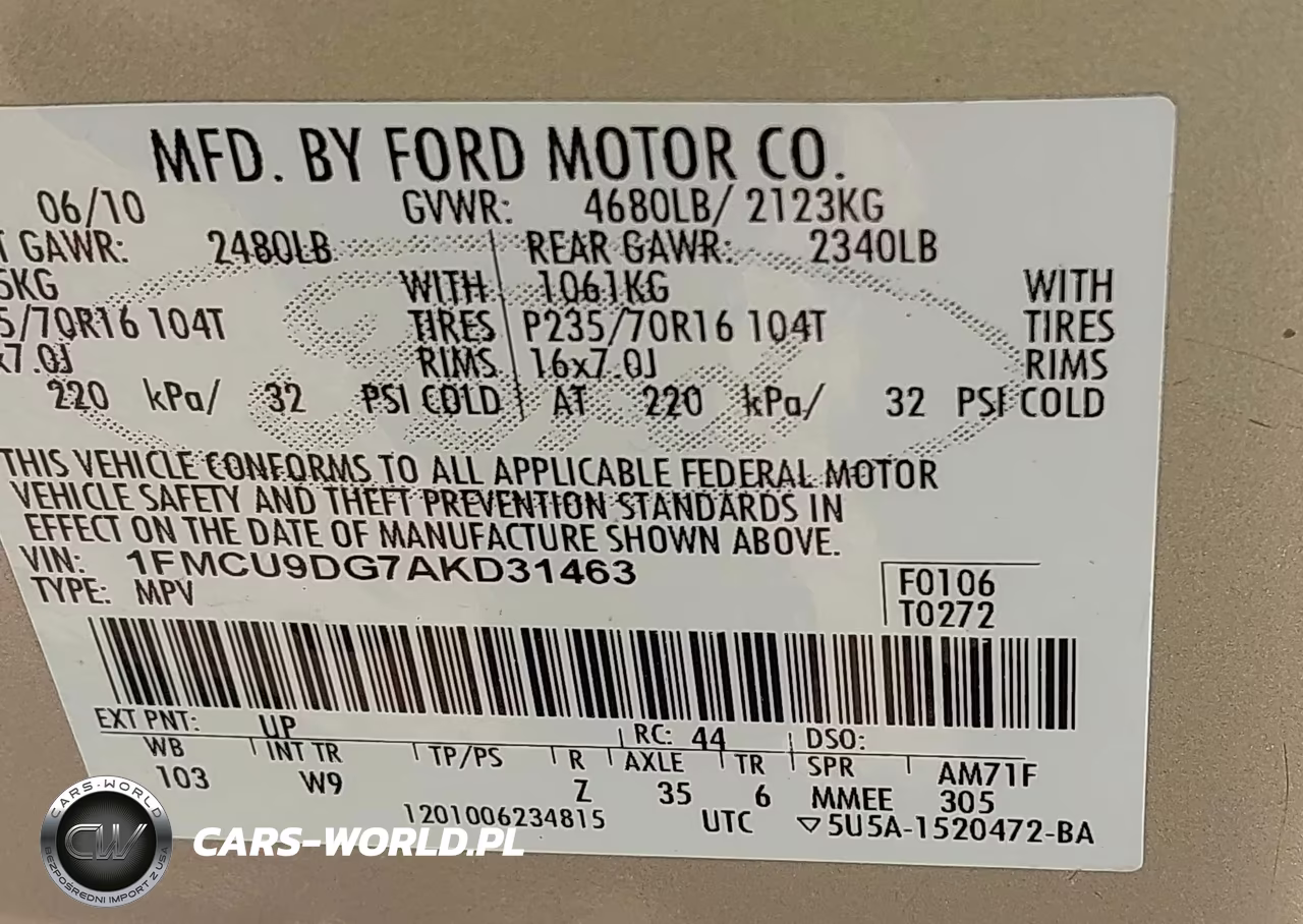 2010 Ford Escape Xlt VIN:1FMCU9DG7AKD31463 - 9