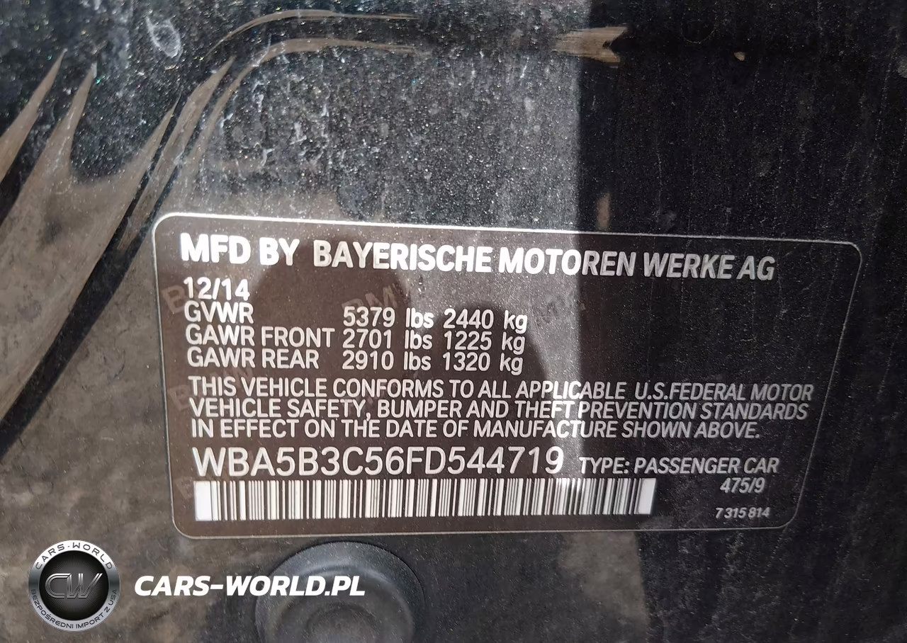 2015 BMW 535I xDrive VIN:WBA5B3C56FD544719 - 9