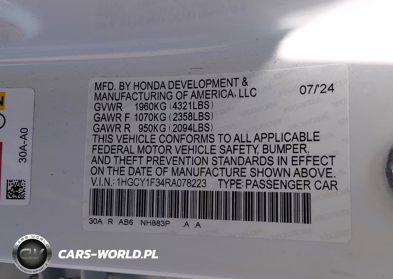 2024 Honda Accord Ex VIN:1HGCY1F34RA078223 - 9