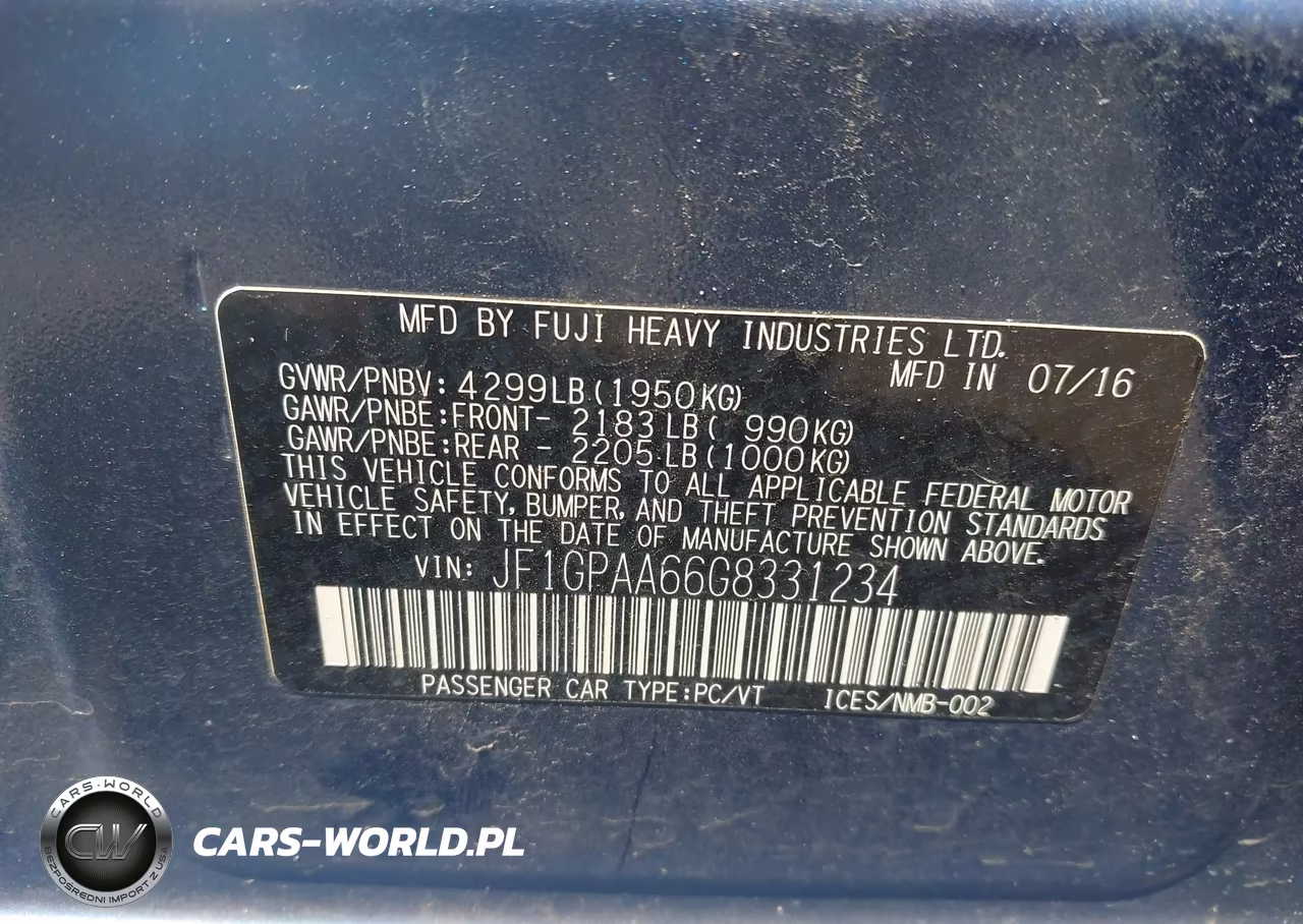 2016 Subaru Impreza 2.0I VIN:JF1GPAA66G8331234 - 9