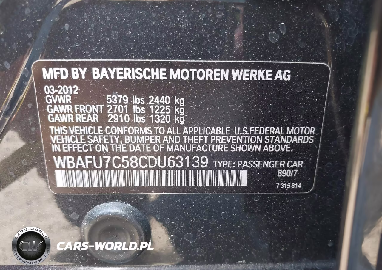 2012 BMW 535I xDrive VIN:WBAFU7C58CDU63139 - 9