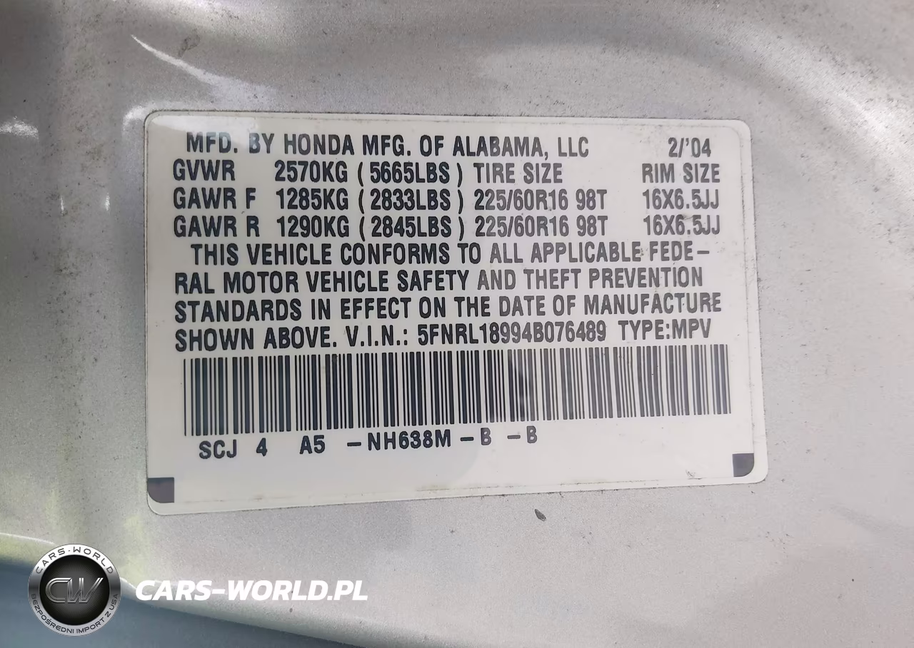 2004 Honda Odyssey Ex-L VIN:5FNRL18994B076489 - 9