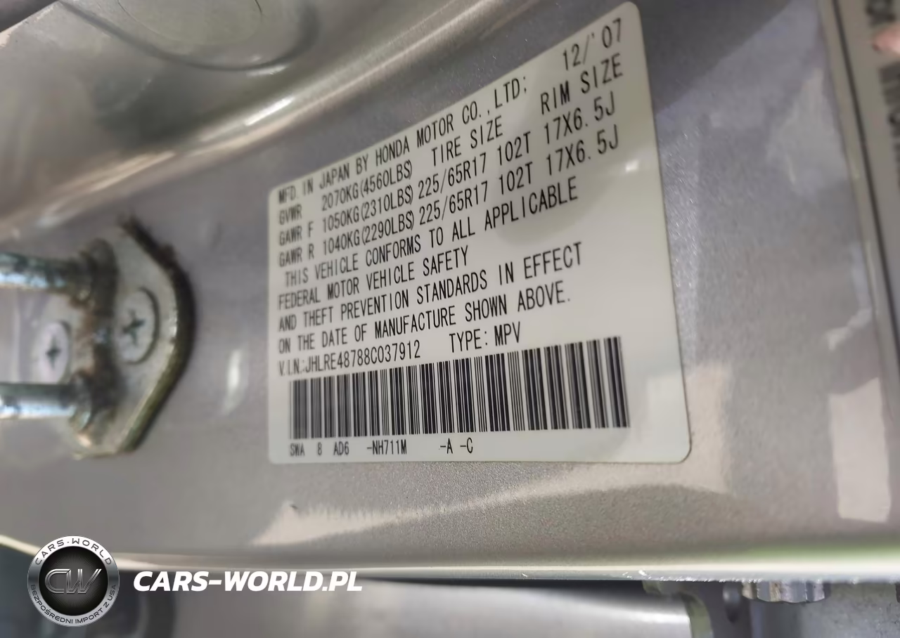 2008 Honda Cr-V Ex-L VIN:JHLRE48788C037912 - 9