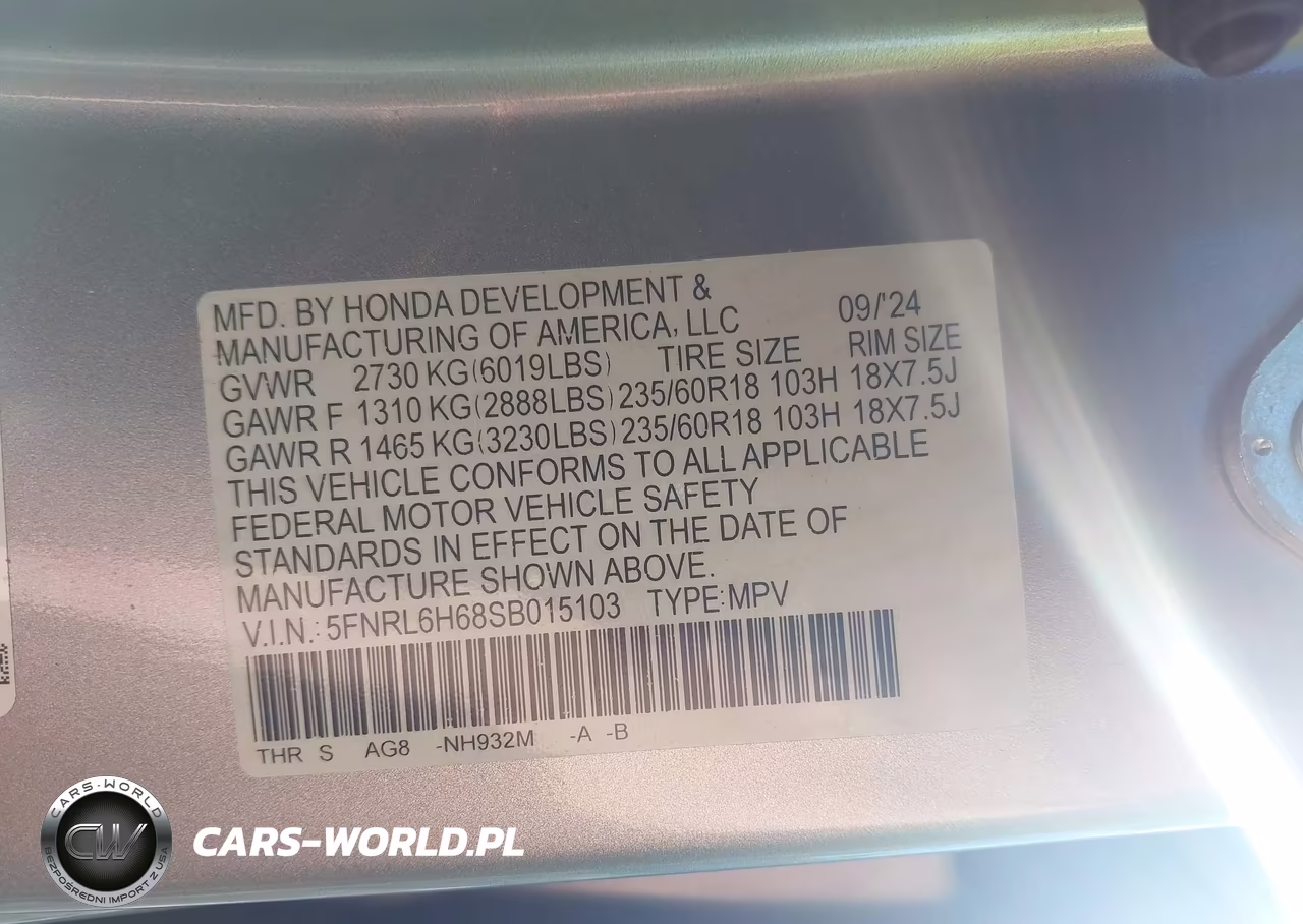 2025 Honda Odyssey Ex-L VIN:5FNRL6H68SB015103 - 9