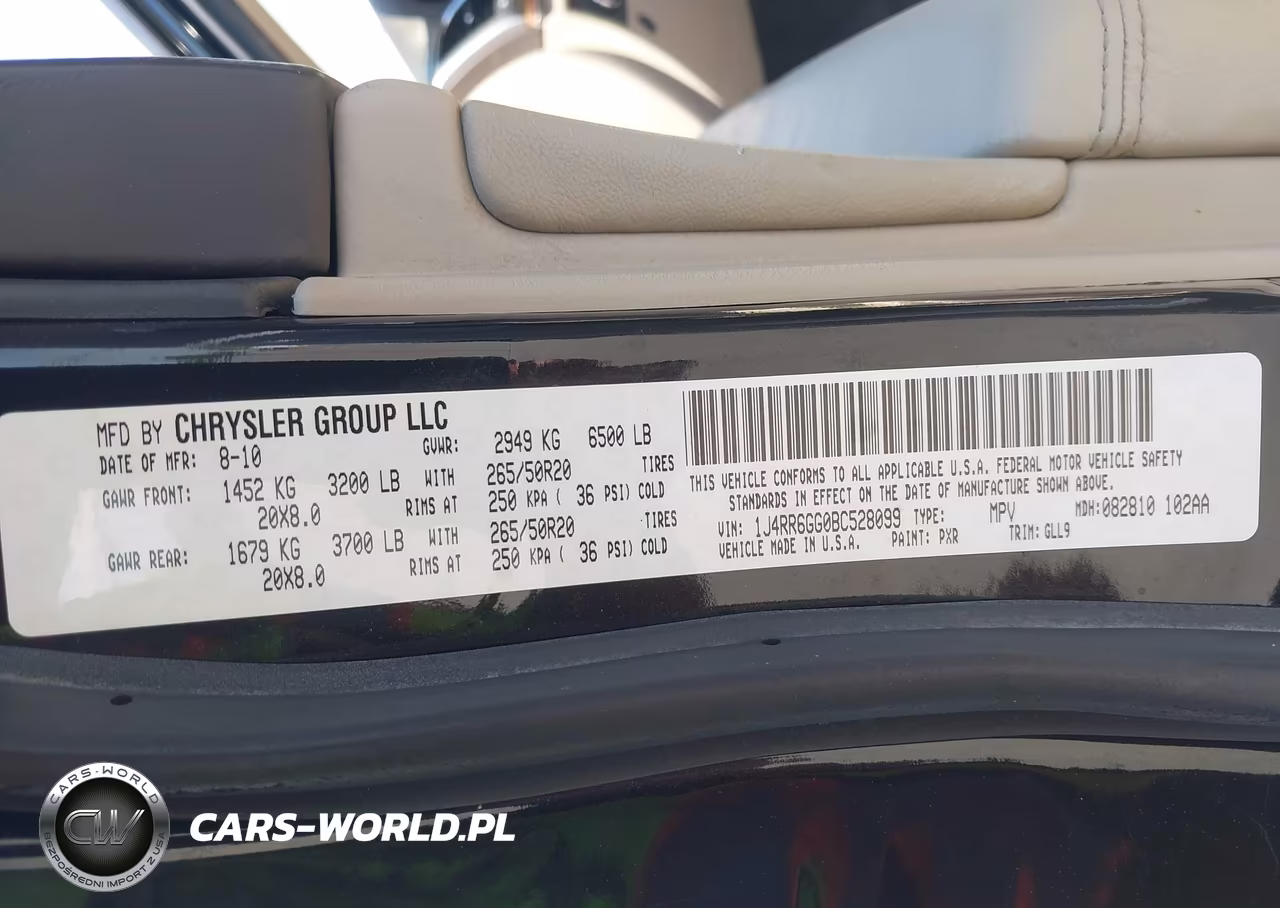 2011 Jeep Grand Cherokee Overland VIN:1J4RR6GG0BC528099 - 9