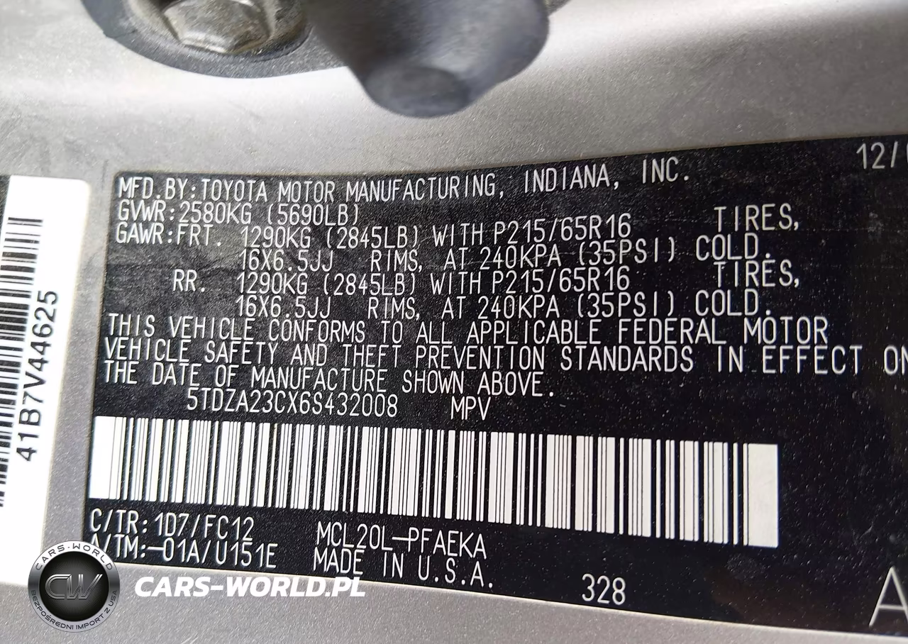 2006 Toyota Sienna Le VIN:5TDZA23CX6S432008 - 9