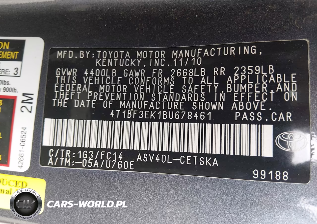 2011 Toyota Camry Se VIN:4T1BF3EK1BU678461 - 9
