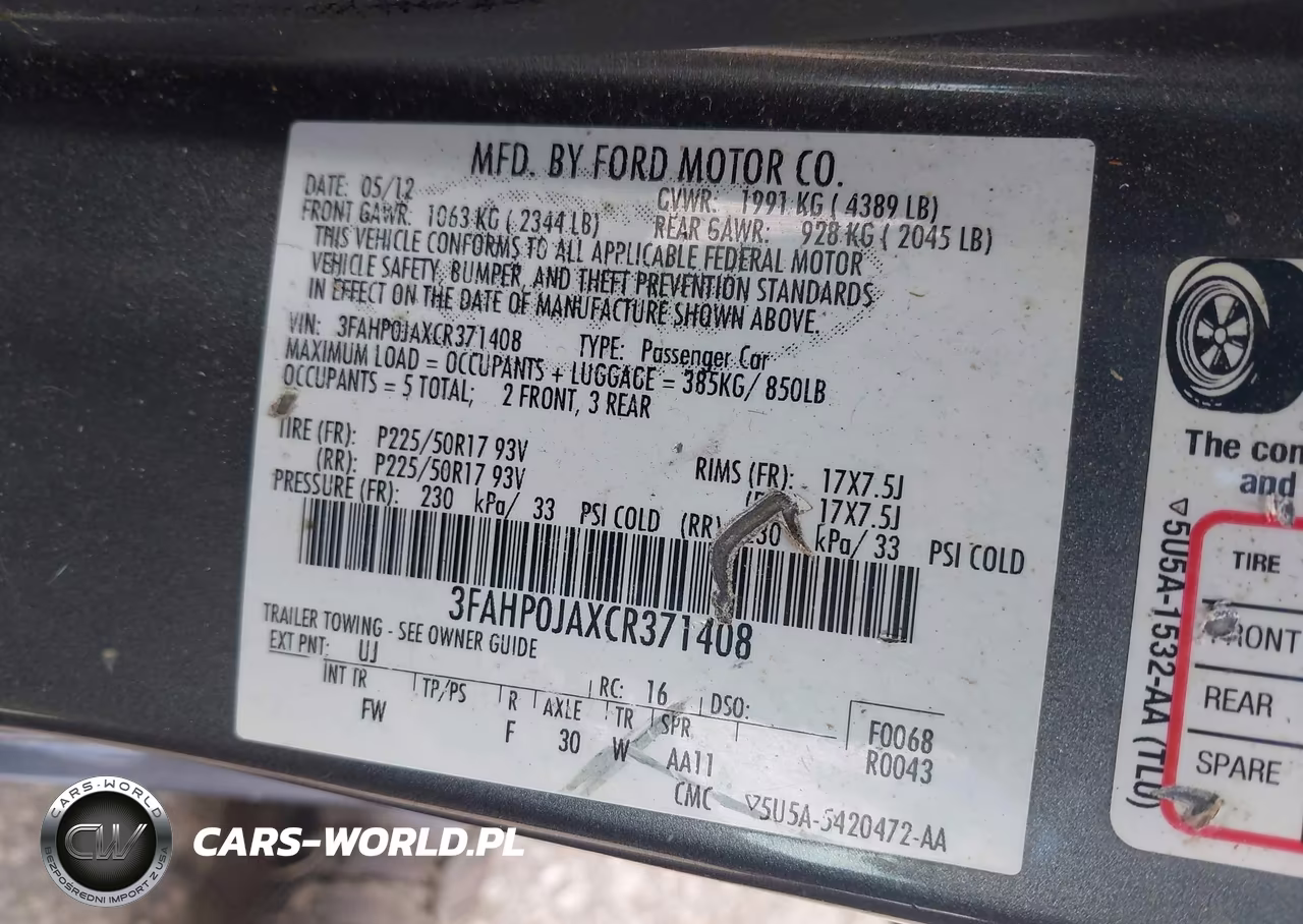 2012 Ford Fusion Sel VIN:3FAHP0JAXCR371408 - 9