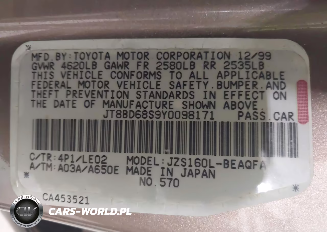 2000 Lexus Gs 300 VIN:JT8BD68S9Y0098171 - 9