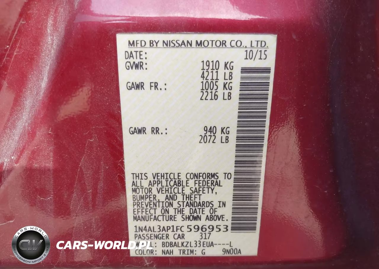 2015 Nissan Altima 2.5 Sv VIN:1N4AL3AP1FC596953 - 9