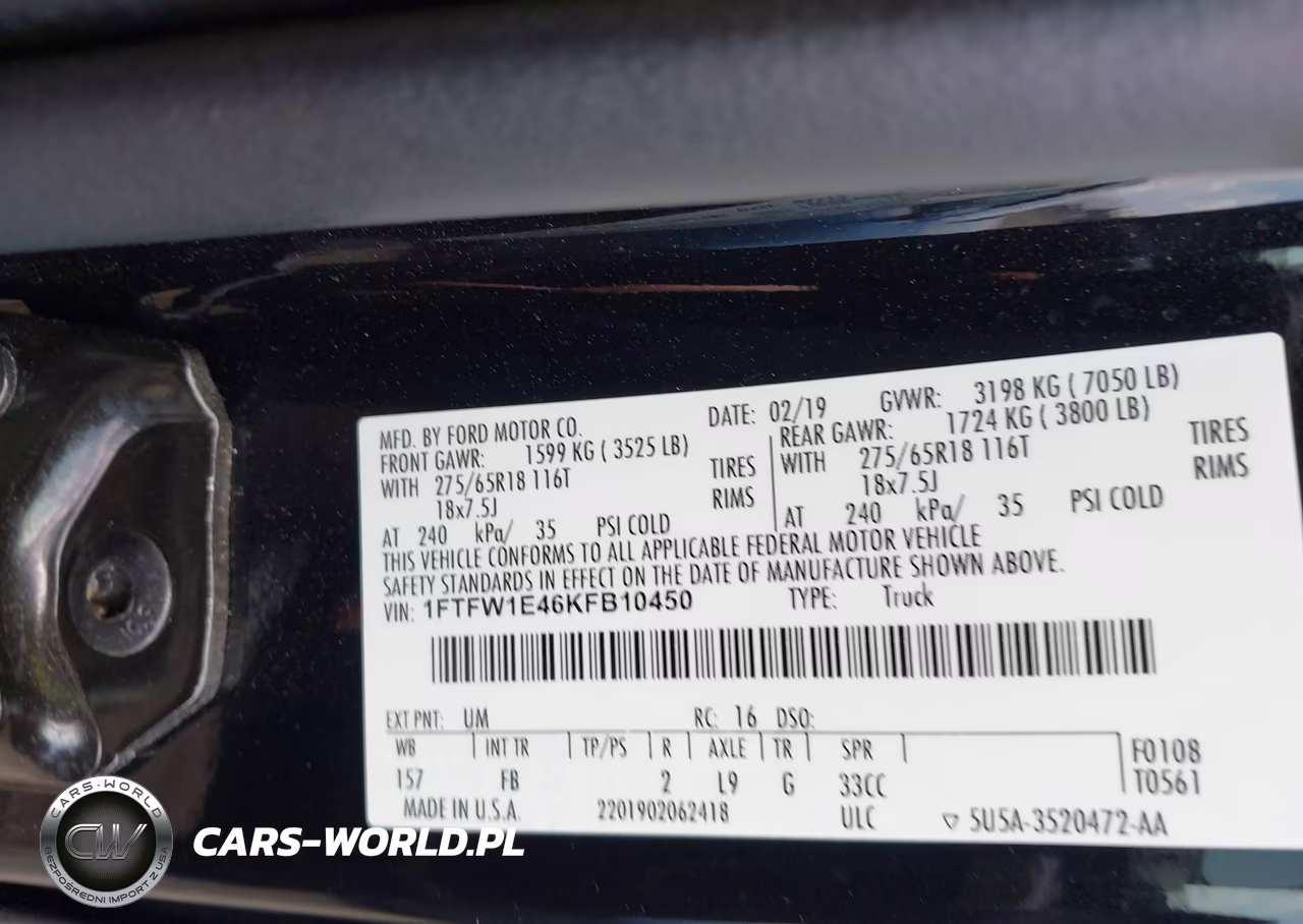2019 Ford F-150 Xlt VIN:1FTFW1E46KFB10450 - 9