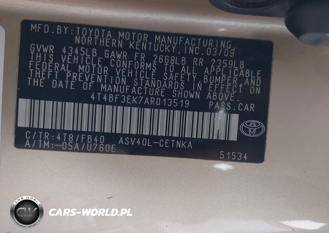 2010 Toyota Camry Le VIN:4T4BF3EK7AR013519 - 9