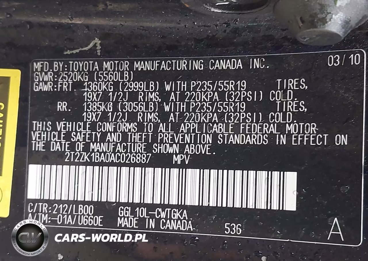 2010 Lexus Rx 350 VIN:2T2ZK1BA0AC026887 - 9
