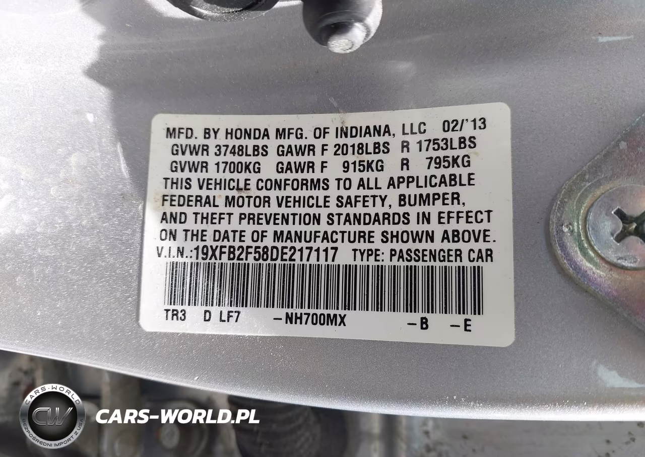 2013 Honda Civic Lx VIN:19XFB2F58DE217117 - 9