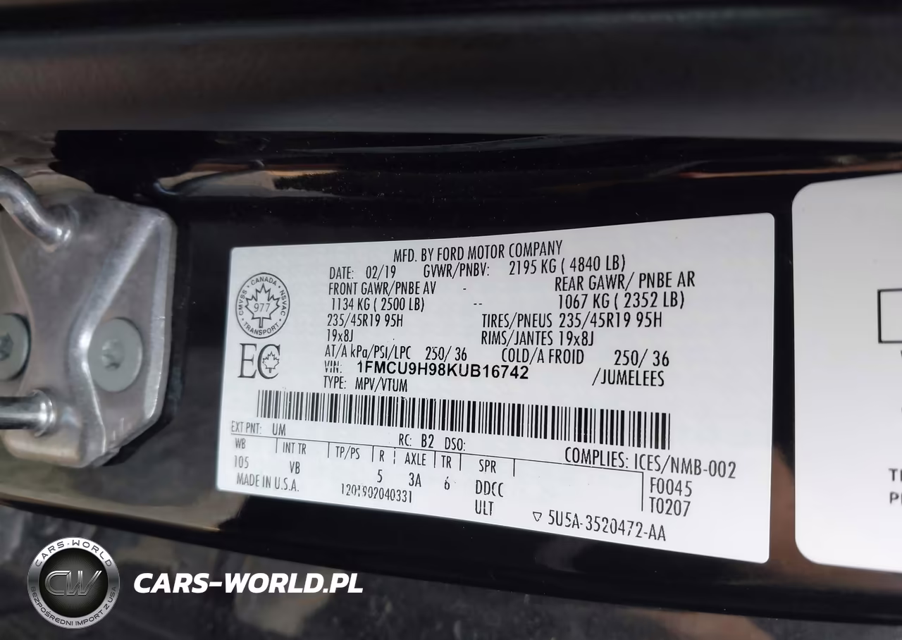 2019 Ford Escape Sel VIN:1FMCU9H98KUB16742 - 9