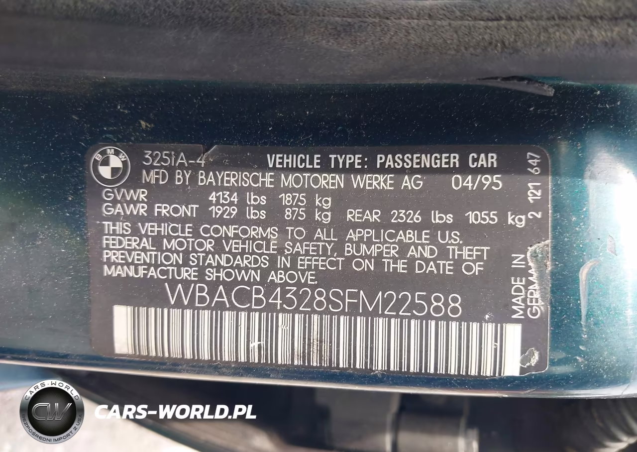 1995 BMW 325 I Automatic VIN:WBACB4328SFM22588 - 9