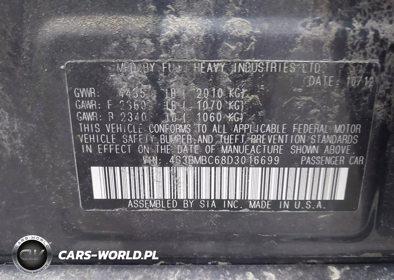 2013 Subaru Legacy 2.5I Premium VIN:4S3BMBC68D3016699 - 9