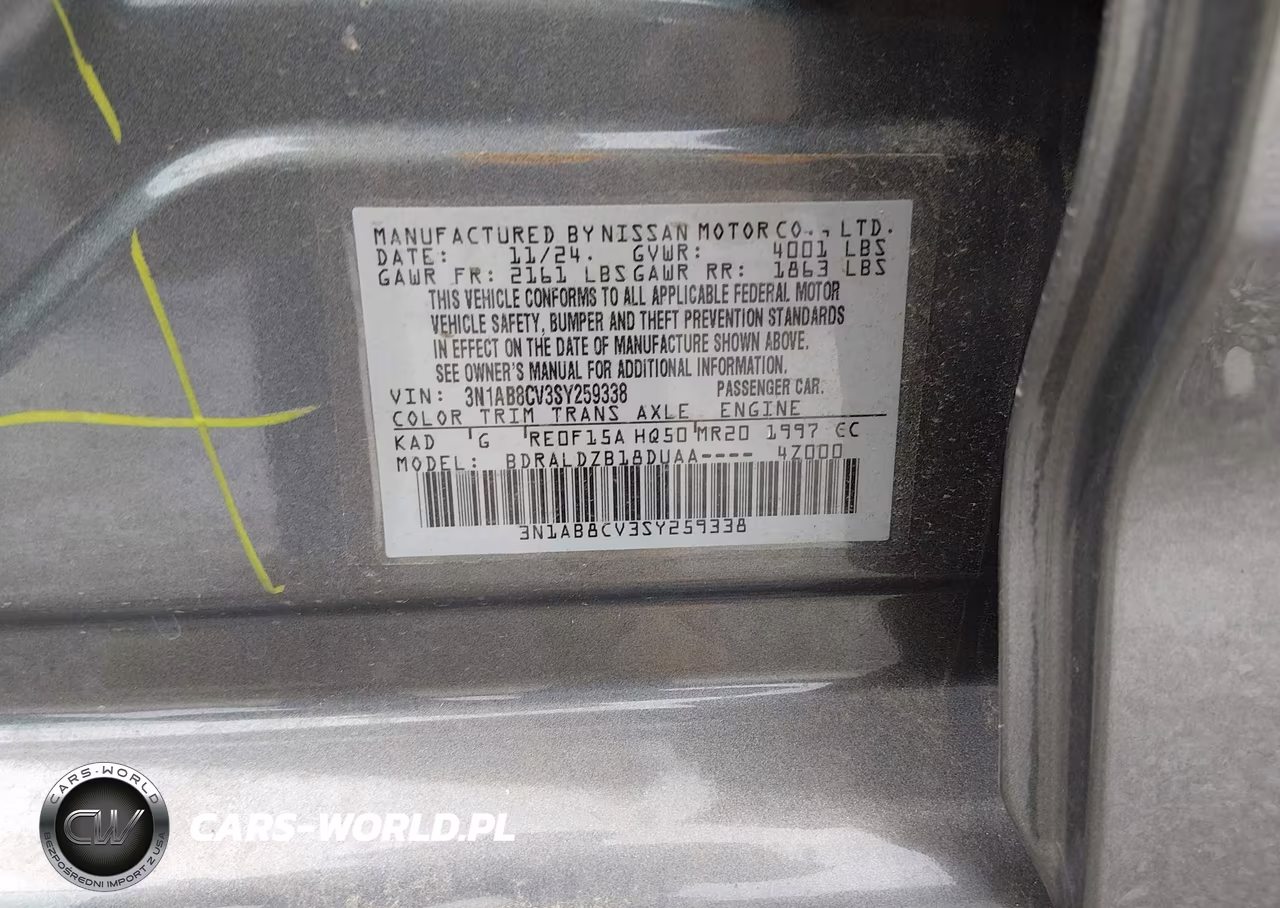 2025 Nissan Sentra Sv VIN:3N1AB8CV3SY259338 - 9