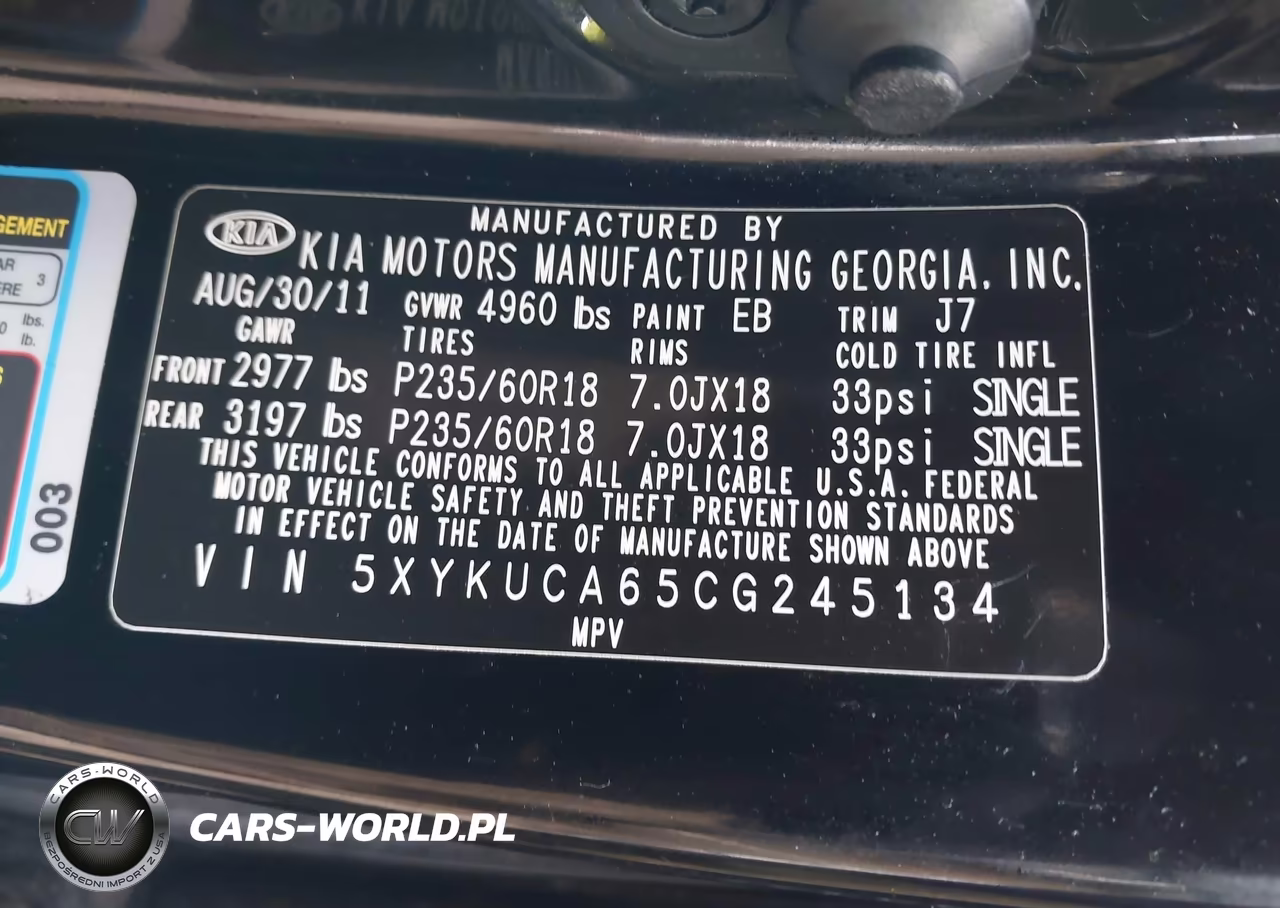 2012 Kia Sorento Ex VIN:5XYKUCA65CG245134 - 9