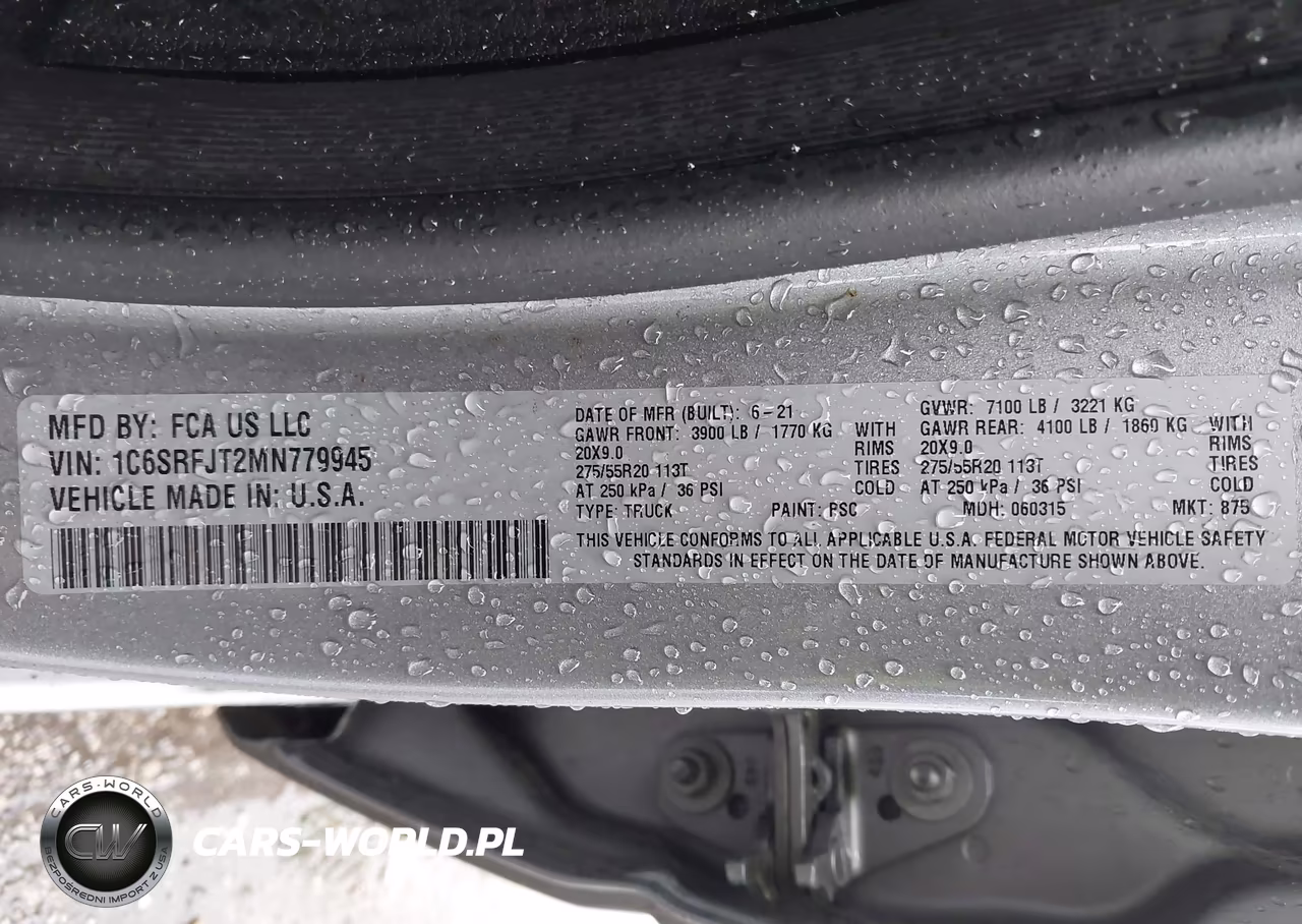 2021 Ram 1500 Laramie 4X4 5'7 Box VIN:1C6SRFJT2MN779945 - 9