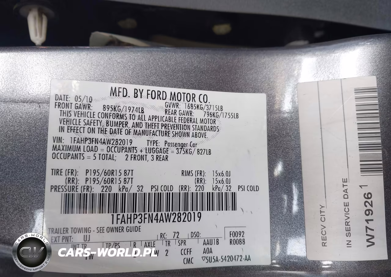 2010 Ford Focus Se VIN:1FAHP3FN4AW282019 - 9