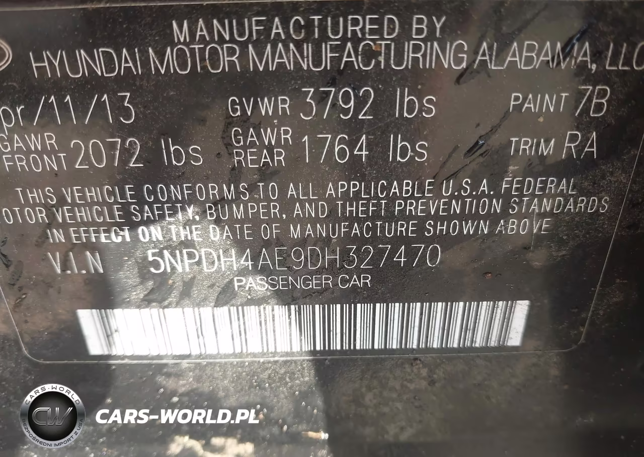2013 Hyundai Elantra Gls VIN:5NPDH4AE9DH327470 - 9