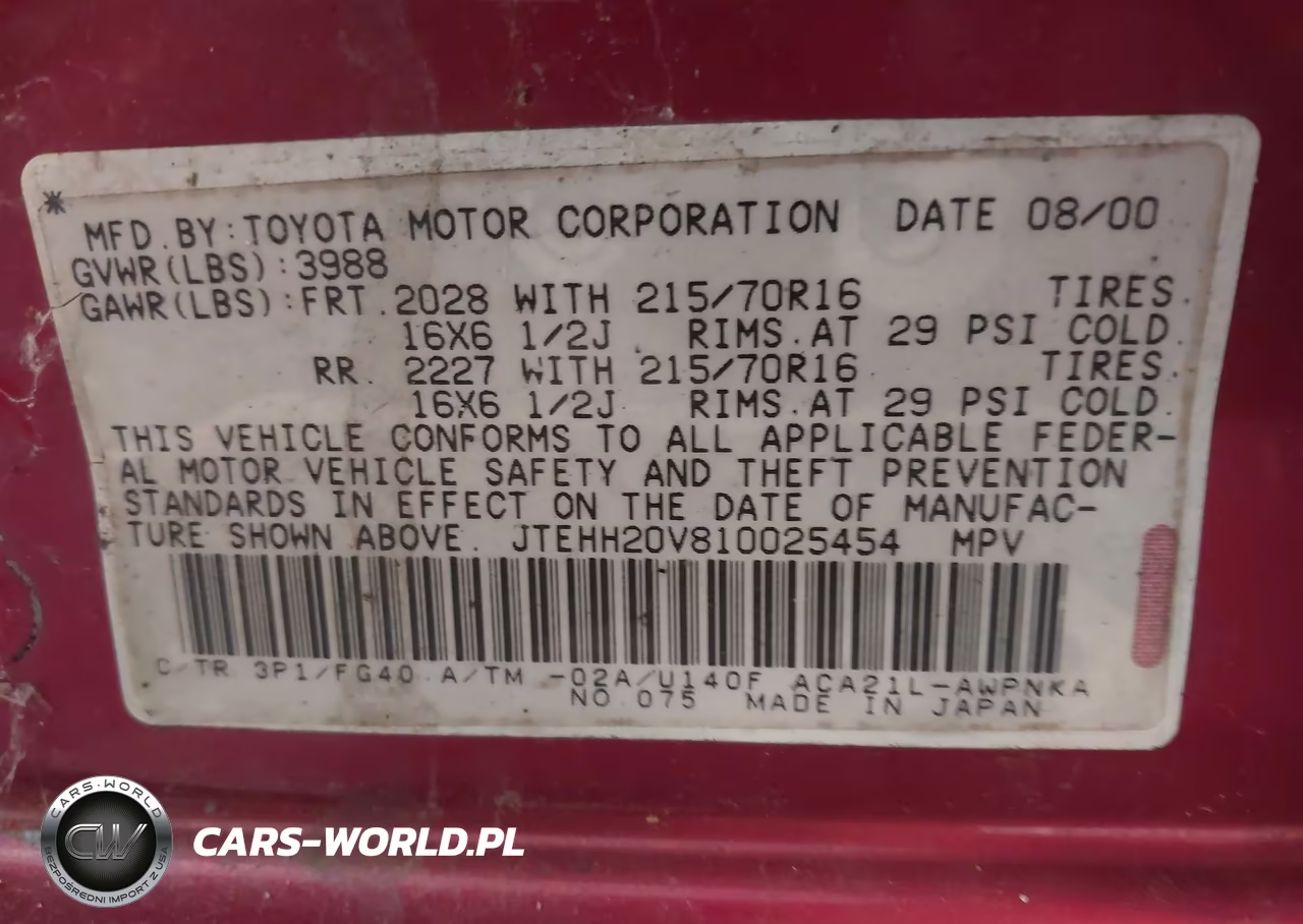 2001 Toyota Rav4 VIN:JTEHH20V810025454 - 9