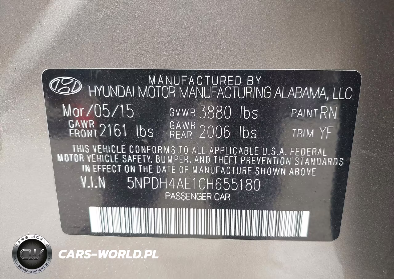 2016 Hyundai Elantra Se VIN:5NPDH4AE1GH655180 - 9