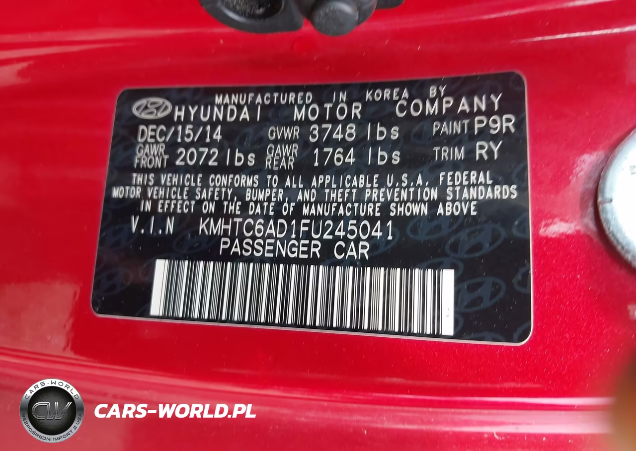 2015 Hyundai Veloster VIN:KMHTC6AD1FU245041 - 9