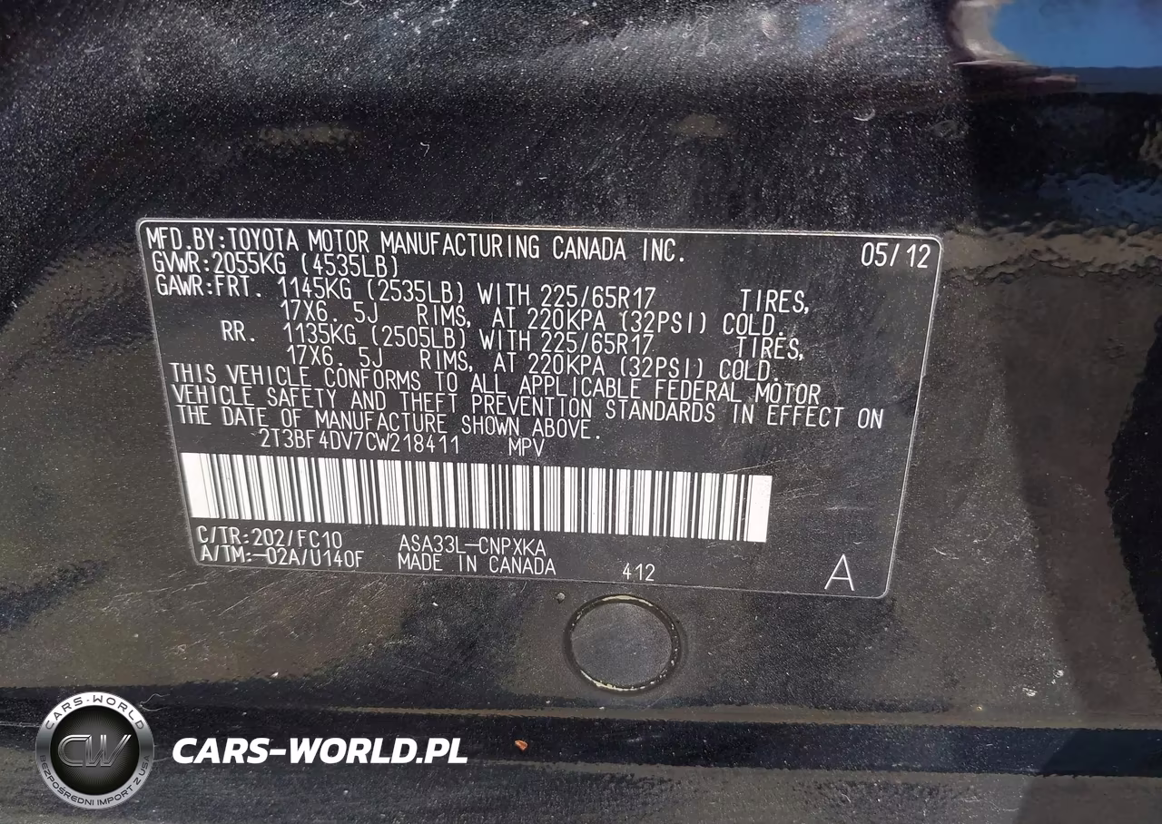 2012 Toyota Rav4 VIN:2T3BF4DV7CW218411 - 9
