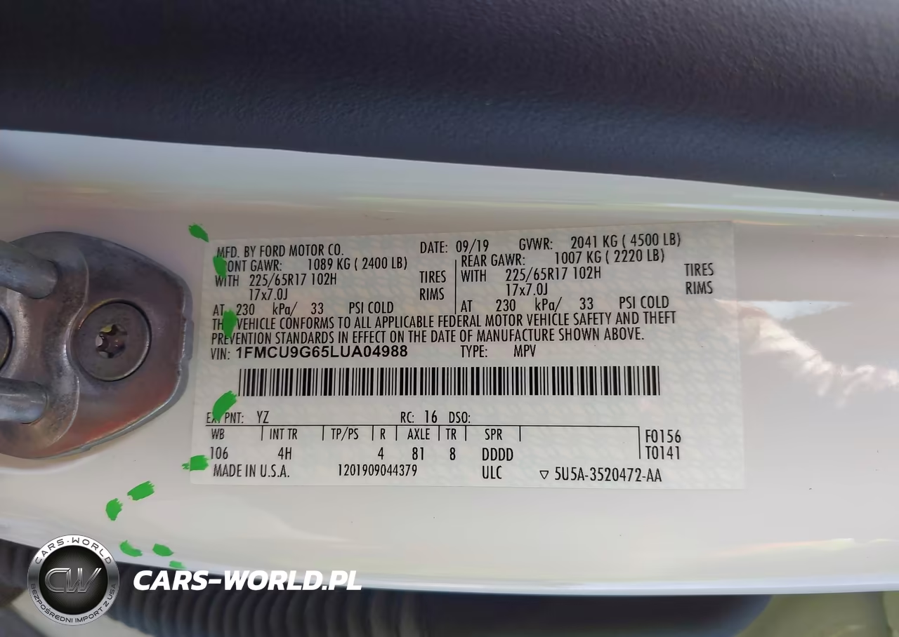 2020 Ford Escape Se VIN:1FMCU9G65LUA04988 - 9