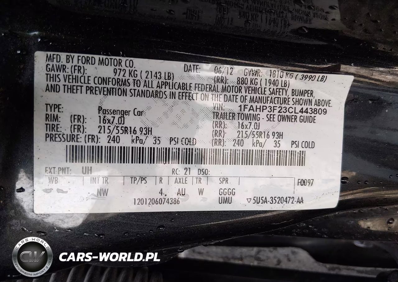2012 Ford Focus Se VIN:1FAHP3F23CL443809 - 9
