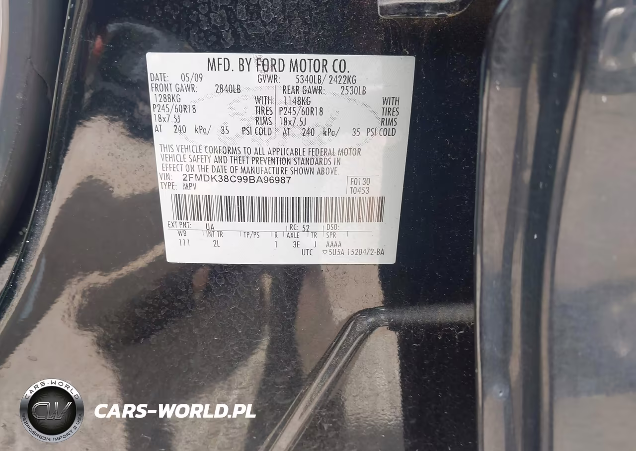 2009 Ford Edge Sel VIN:2FMDK38C99BA96987 - 9