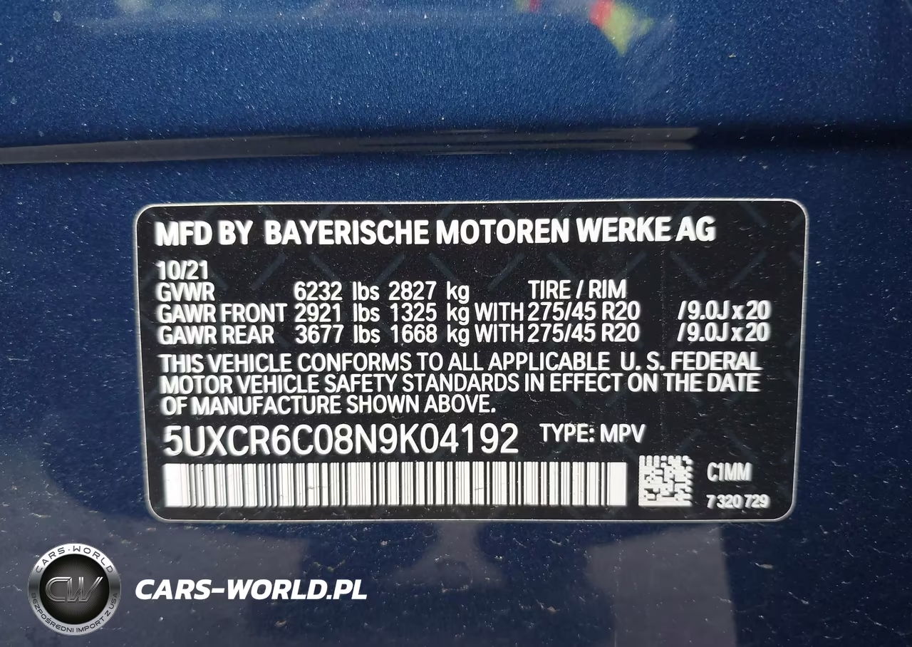 2022 BMW X5 xDrive40I VIN:5UXCR6C08N9K04192 - 9