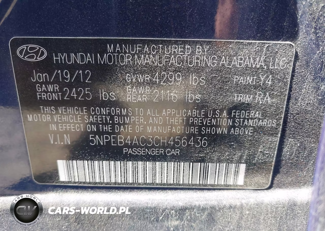 2012 Hyundai Sonata Gls VIN:5NPEB4AC3CH456436 - 9