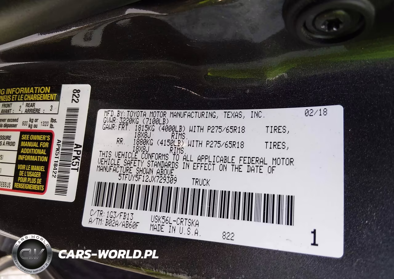2018 Toyota Tundra Sr5 5.7L V8 VIN:5TFUY5F12JX729309 - 9