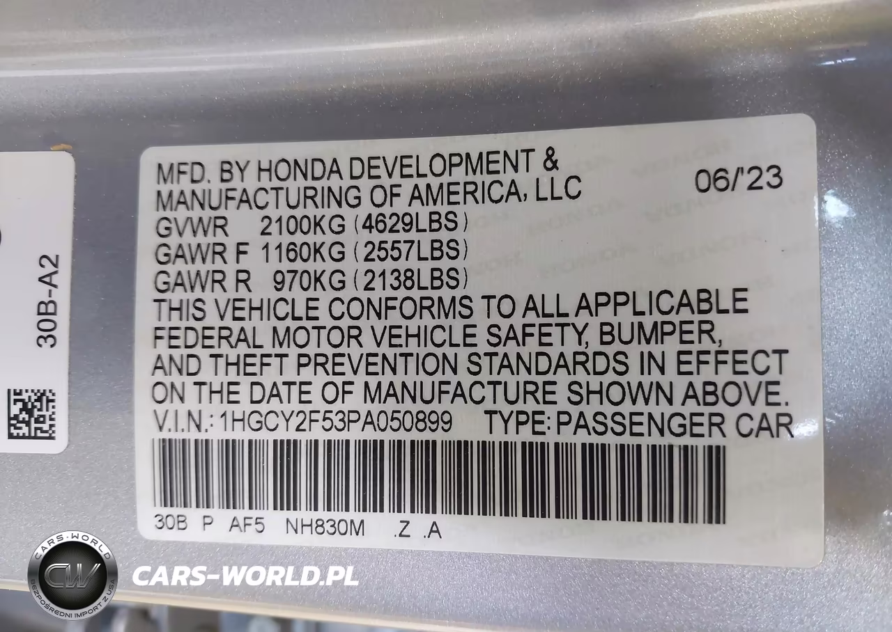 2023 Honda Accord Hybrid Sport VIN:1HGCY2F53PA050899 - 9