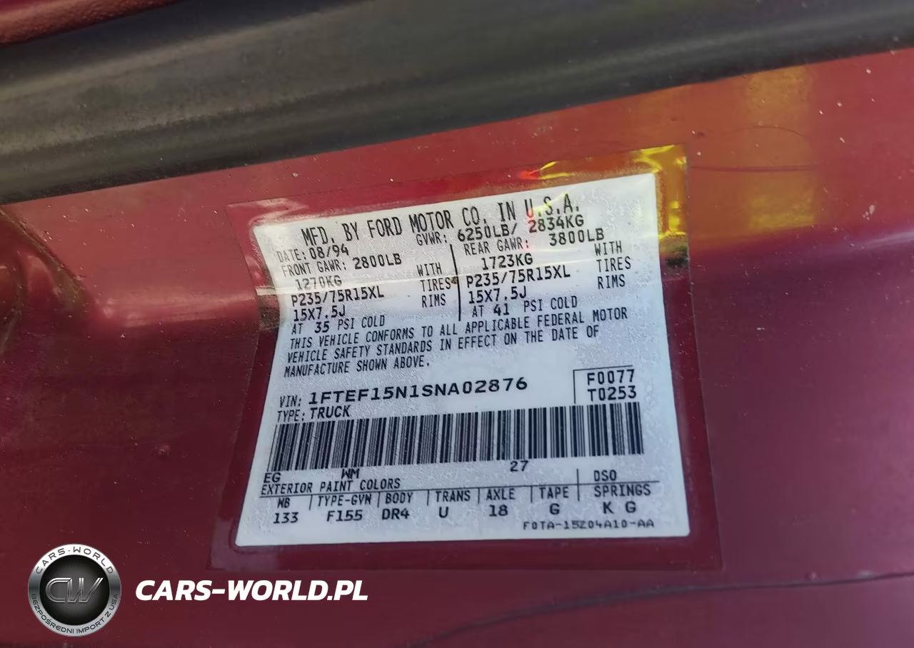 1995 Ford F150 VIN:1FTEF15N1SNA02876 - 9