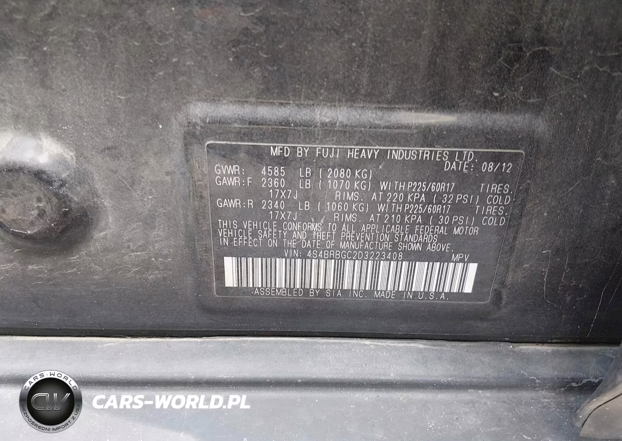 2013 Subaru Outback 2.5I Premium VIN:4S4BRBGC2D3223408 - 9