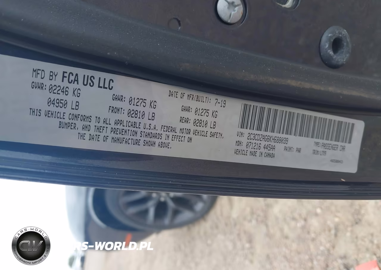 2019 Dodge Challenger Sxt VIN:2C3CDZAG6KH688039 - 9